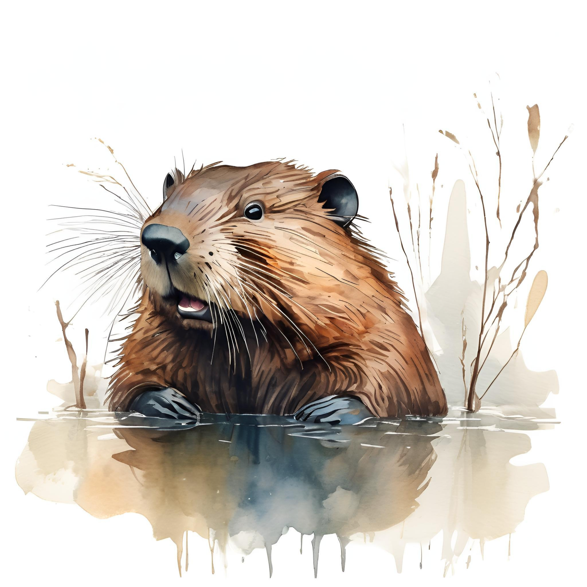 Beaver – Digital Art Print | 8x8” | British Wildlife Collection ...