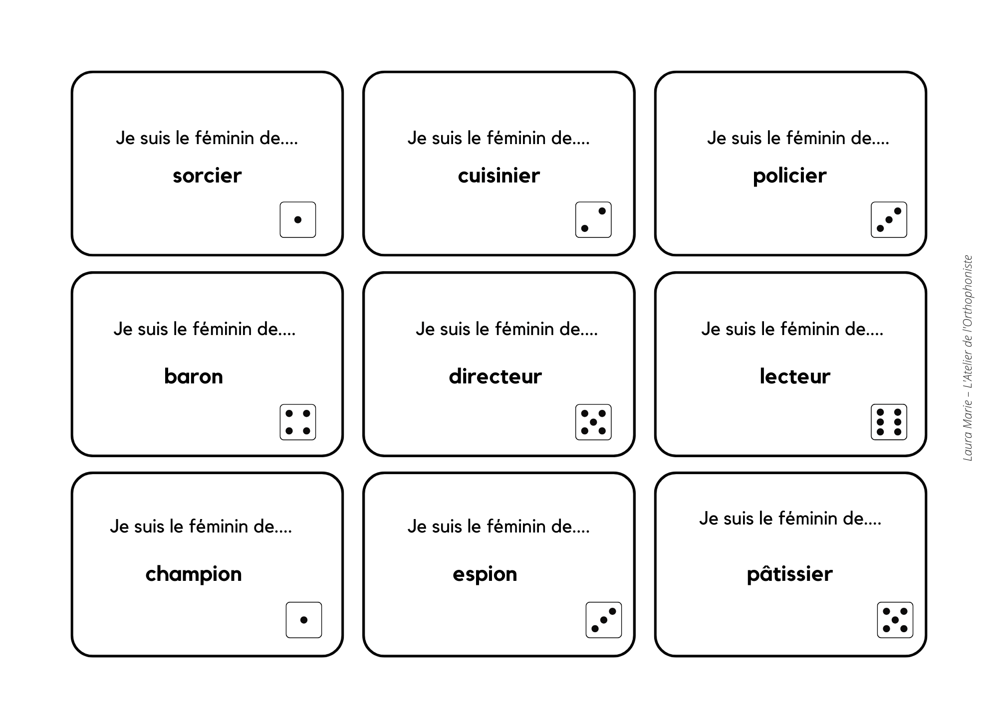 Boîte de Cartes devinettes : Masculin- Féminin