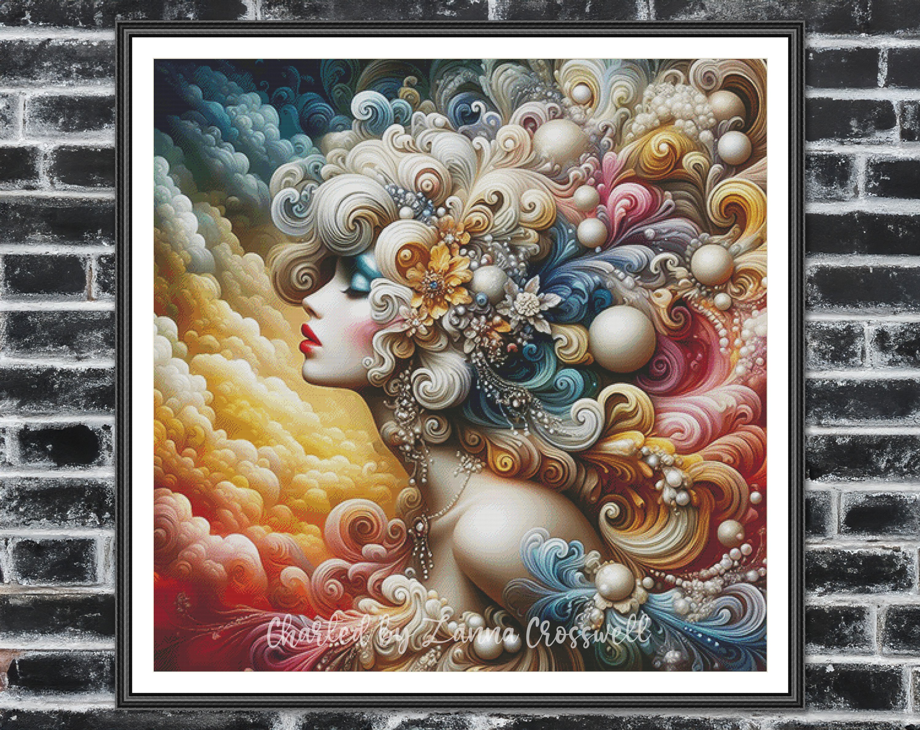 Ethereal Muse - Fantasy Modern Full Coverage Cross Stitch Pattern For ...