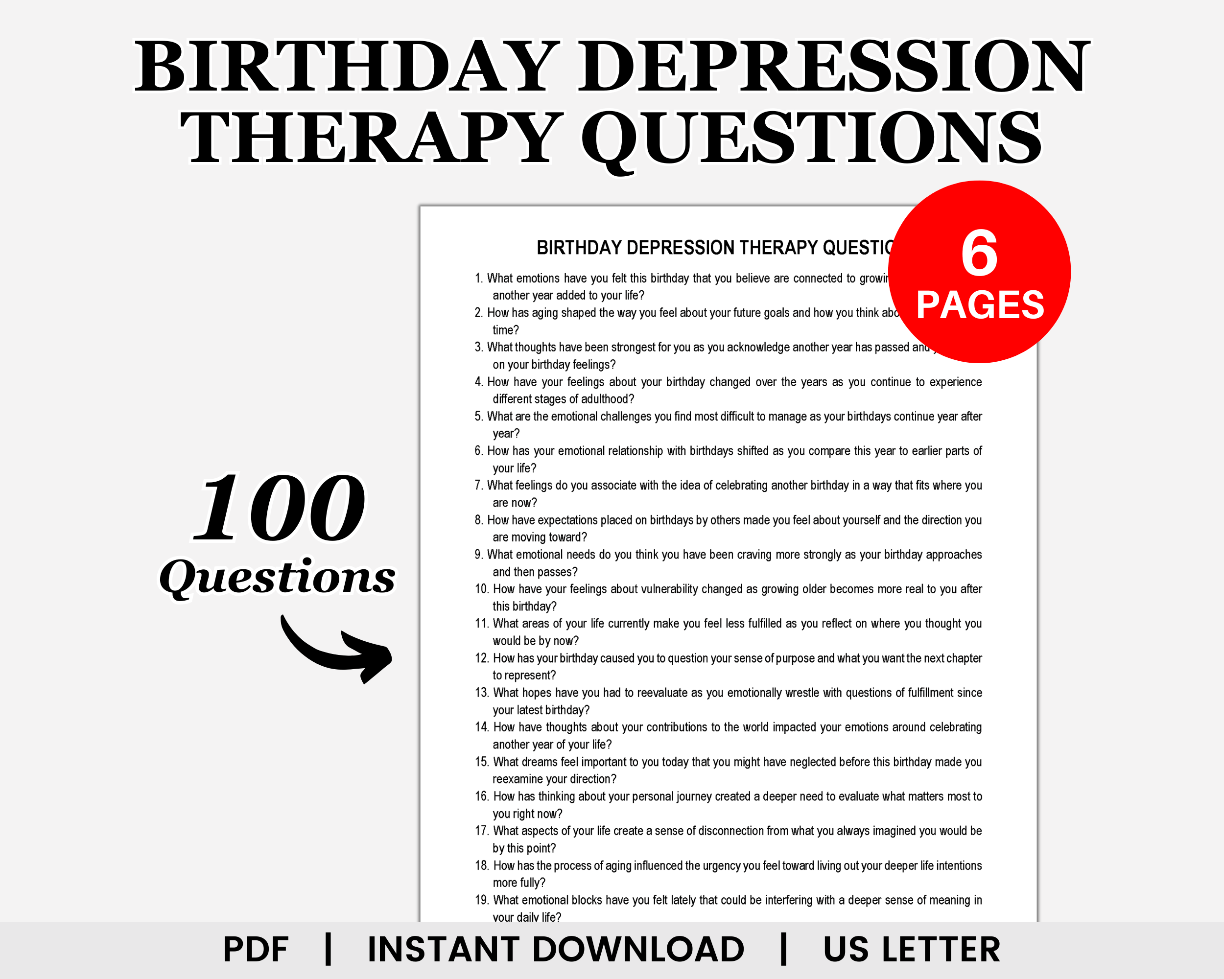 Sadness Questions Birthday Depression Therapy Questions, Birthday Anxiety, Birthday Blues ...