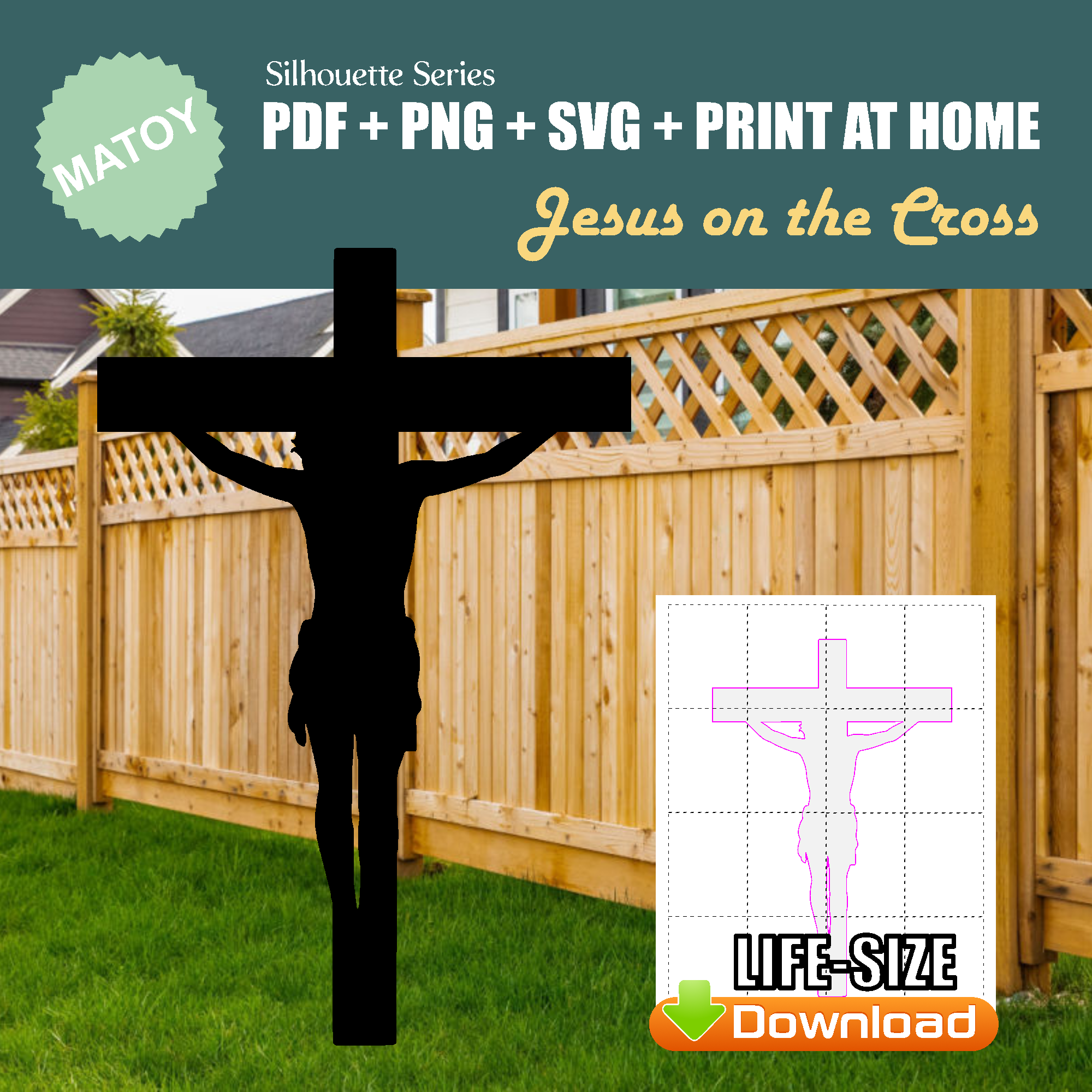 Jesus on the Cross Yard Art Pattern | Trace & Cut Silhouette Stencil ...