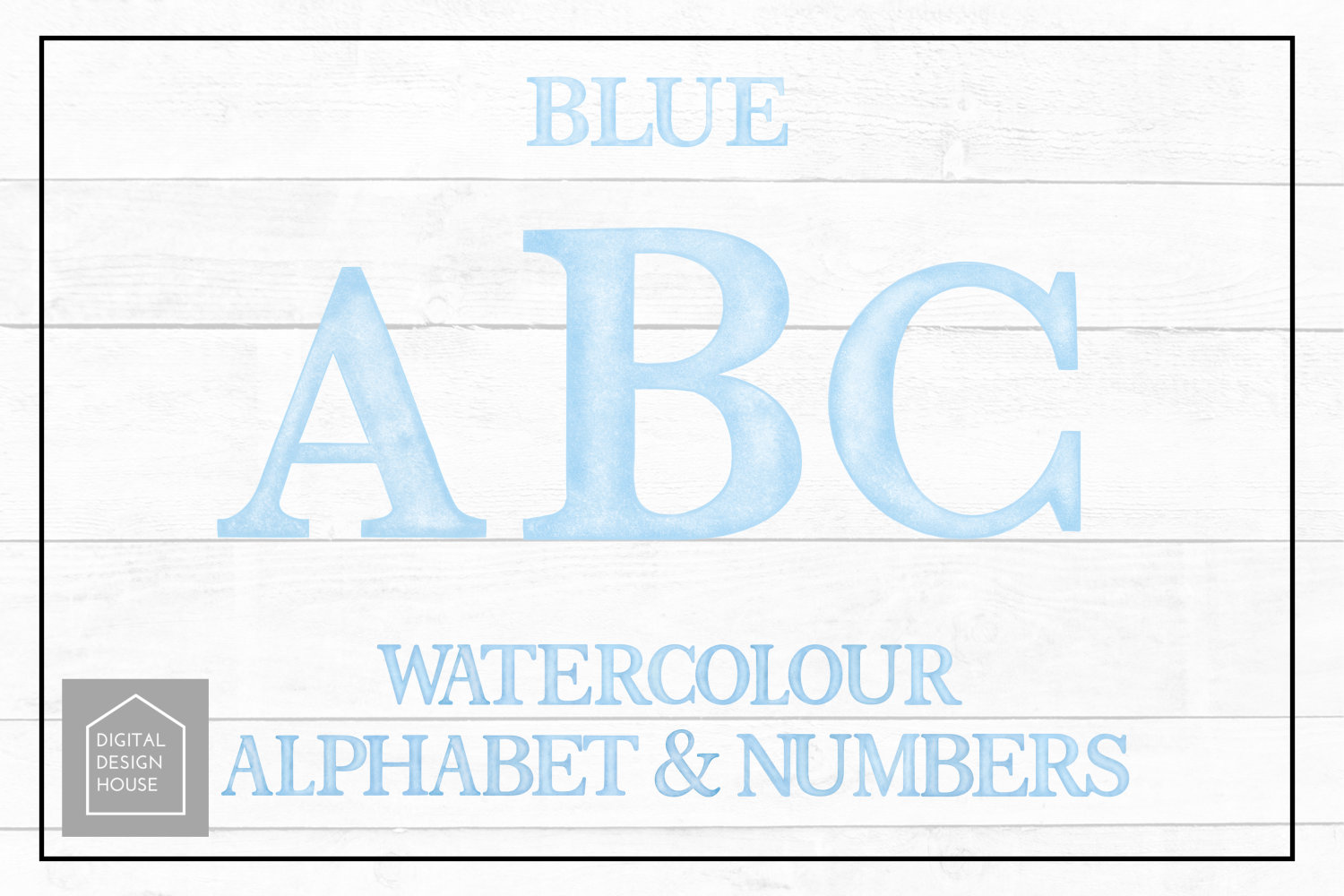 BLUE Watercolour Alphabet Set Includes Letters & Numbers - Payhip