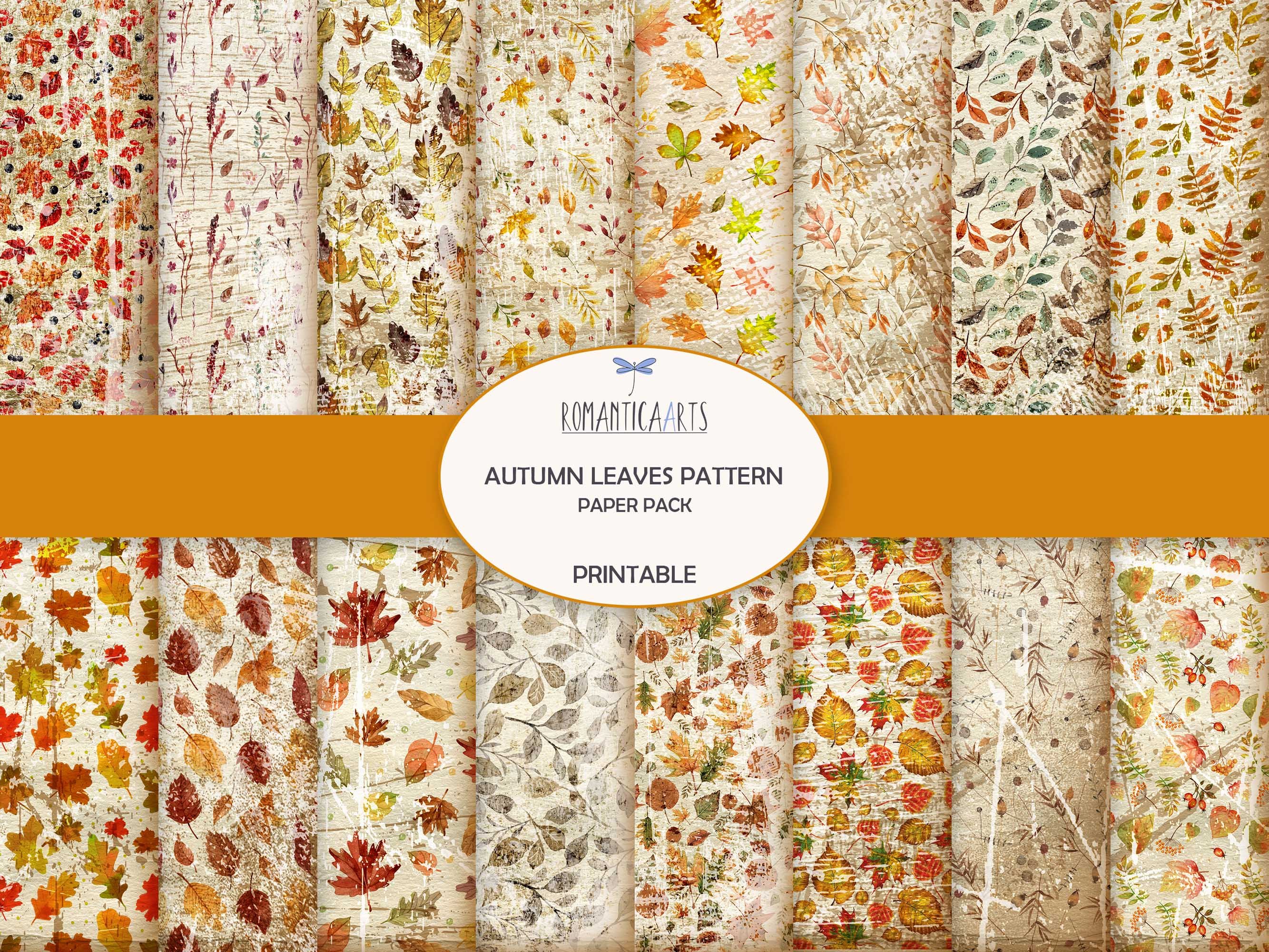 Autumn Leaves Pattern Paper Pack – Fall Junk Journal Papers