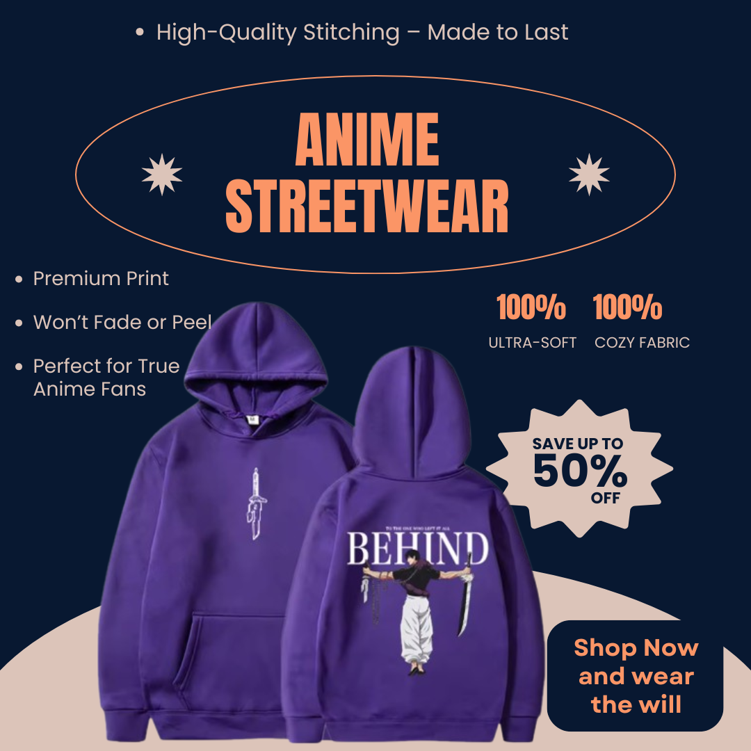 Blue Toji Fushiguro Hoodie – Premium blue anime hoodie featuring Toji Fushiguro from Jujutsu Kaisen with bold sword design and striking back graphic.