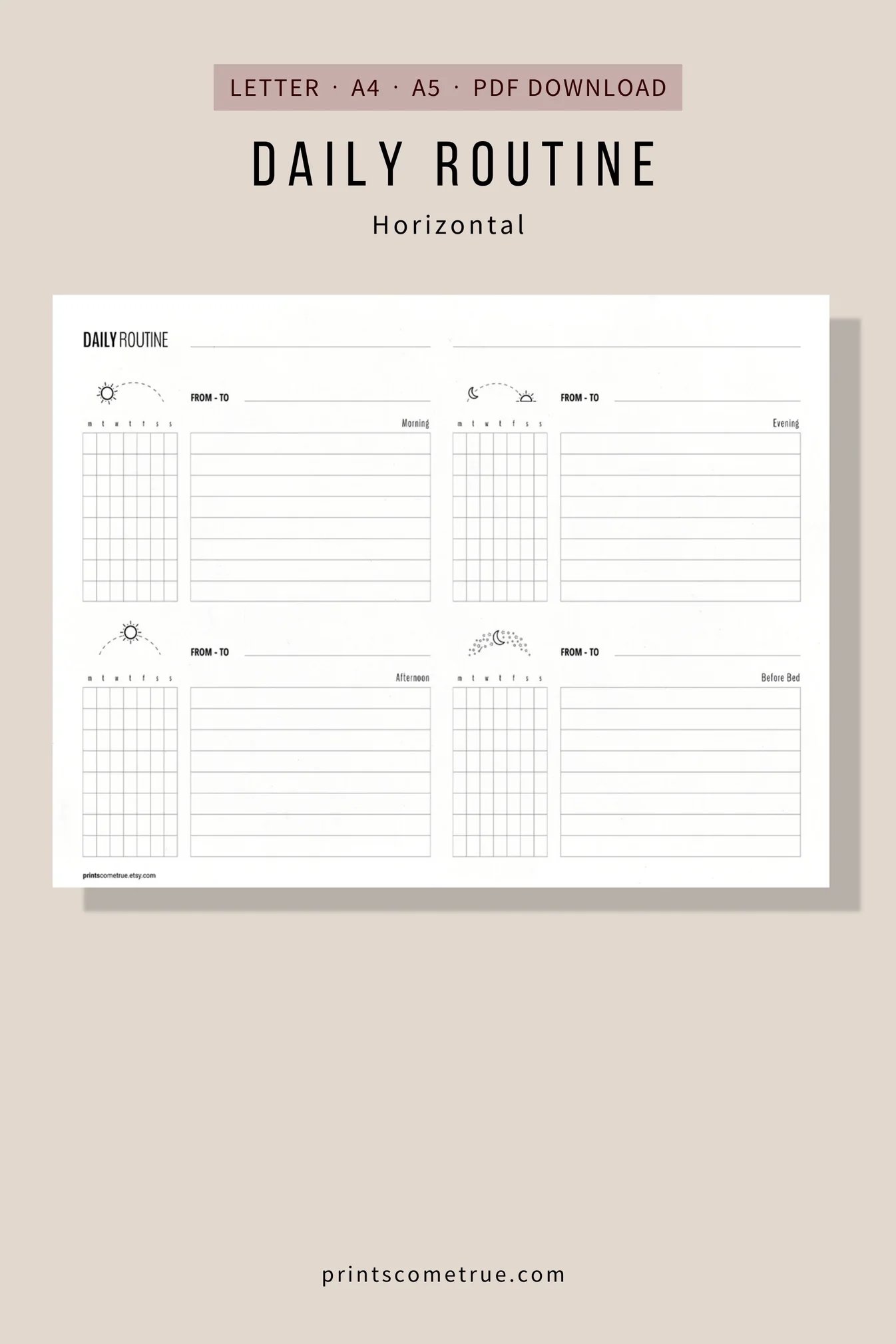 Daily Routine (Horizontal) | Letter, A4, A5 daily-routine-horizontal-letter-a4-a5