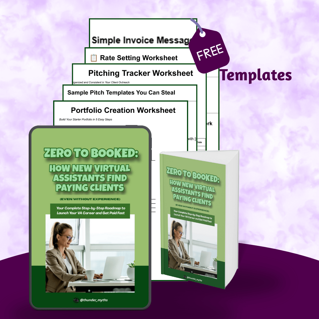 Mockup of Zero to Booked ebook displayed on a tablet, featuring a clean, minimalist design for freelance beginners.