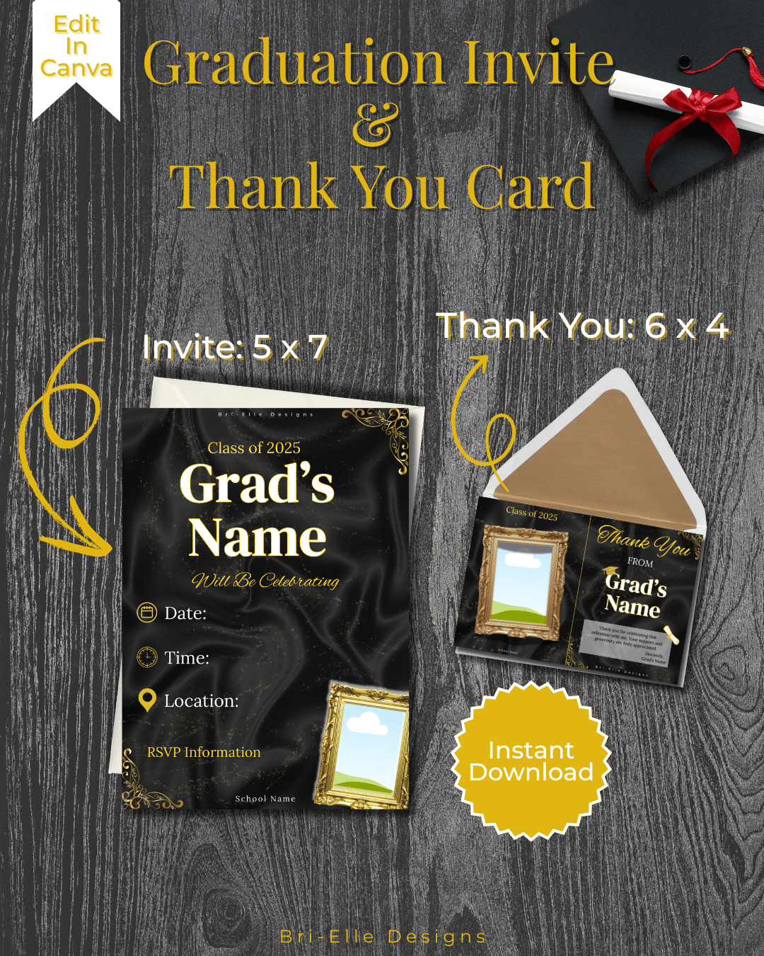 Modern Black & Gold Grad Bundle - Payhip