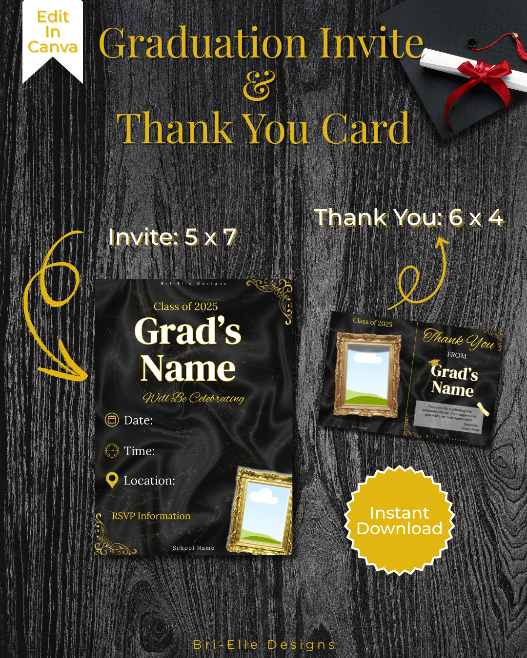 Modern Black & Gold Grad Bundle - Payhip