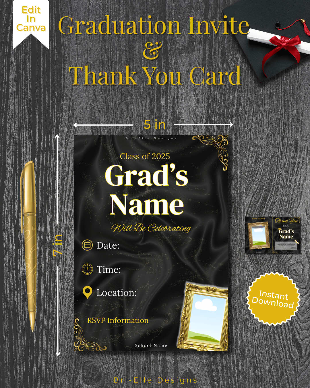 Modern Black & Gold Grad Bundle - Payhip