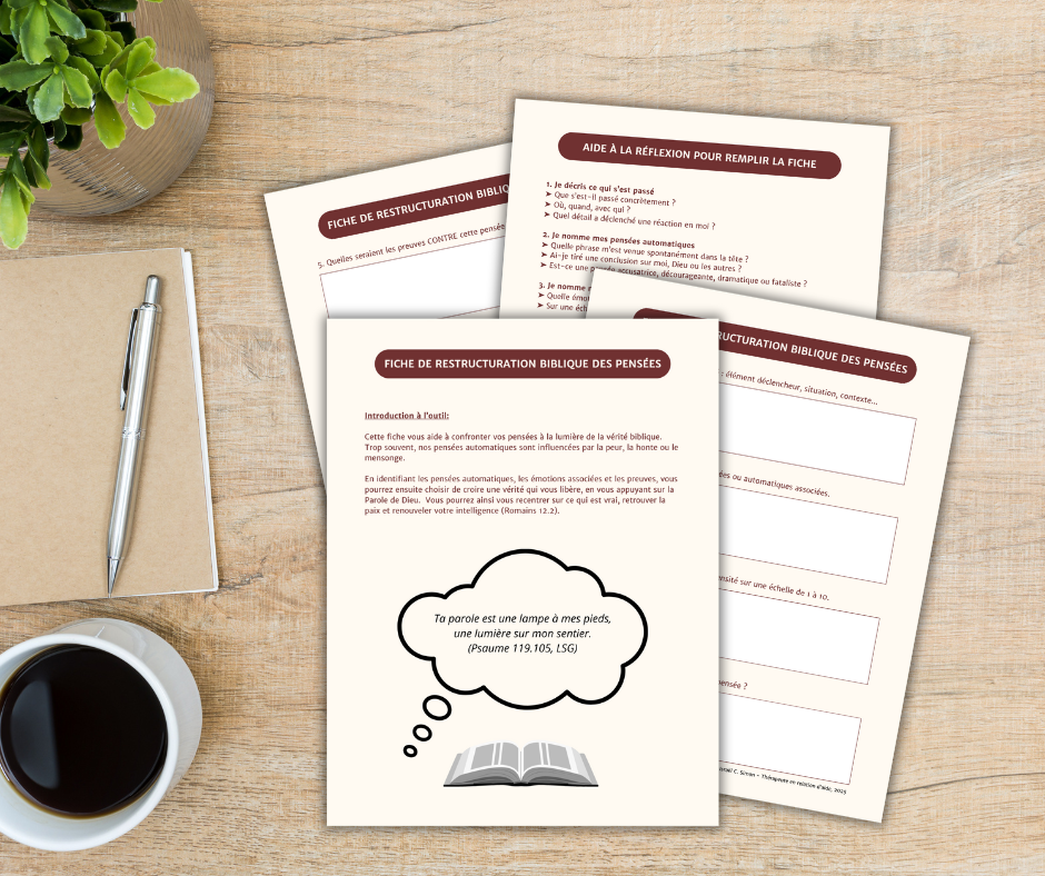 Fiche chrétienne PDF pour restructuration biblique des pensées