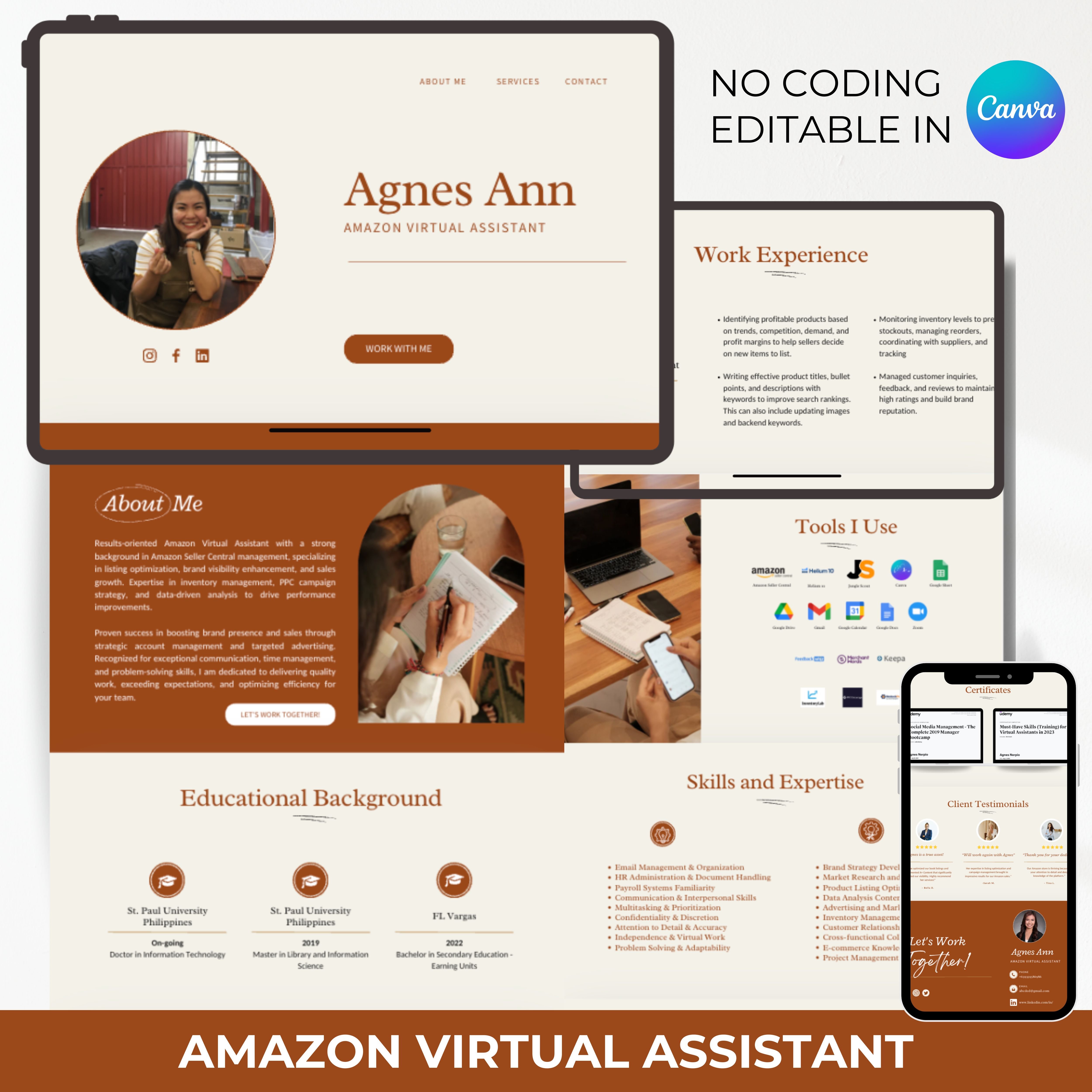 Amazon Virtual Assistant Portfolio Website Template - Payhip