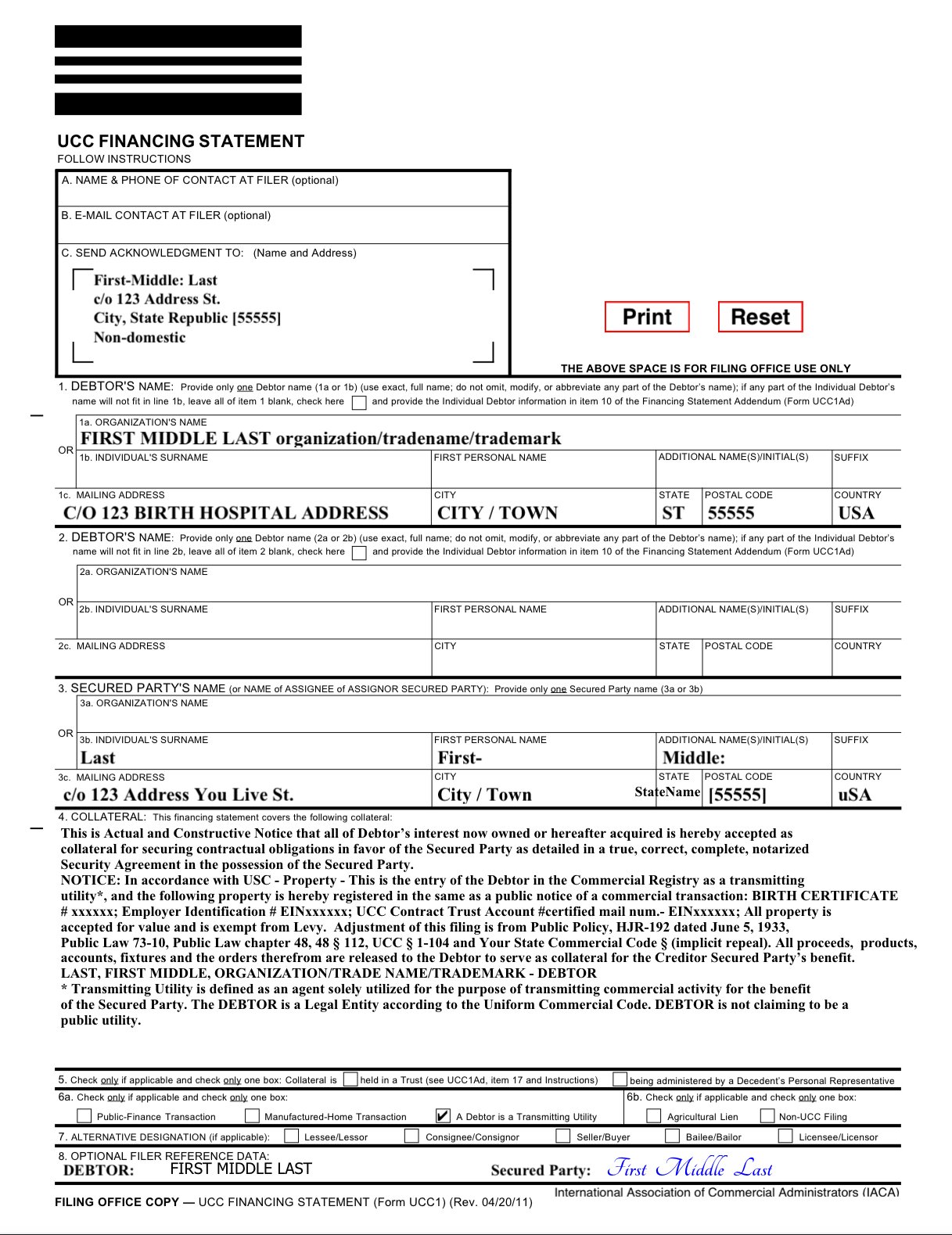 Ucc Example UCC 1 TEMPLATE - Payhip