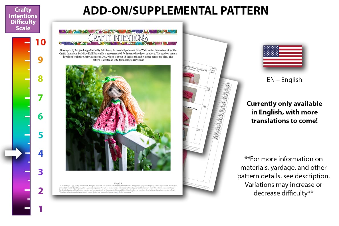 Doll Add-on: Watermelon Doll Crochet Pattern by Crafty Intentions