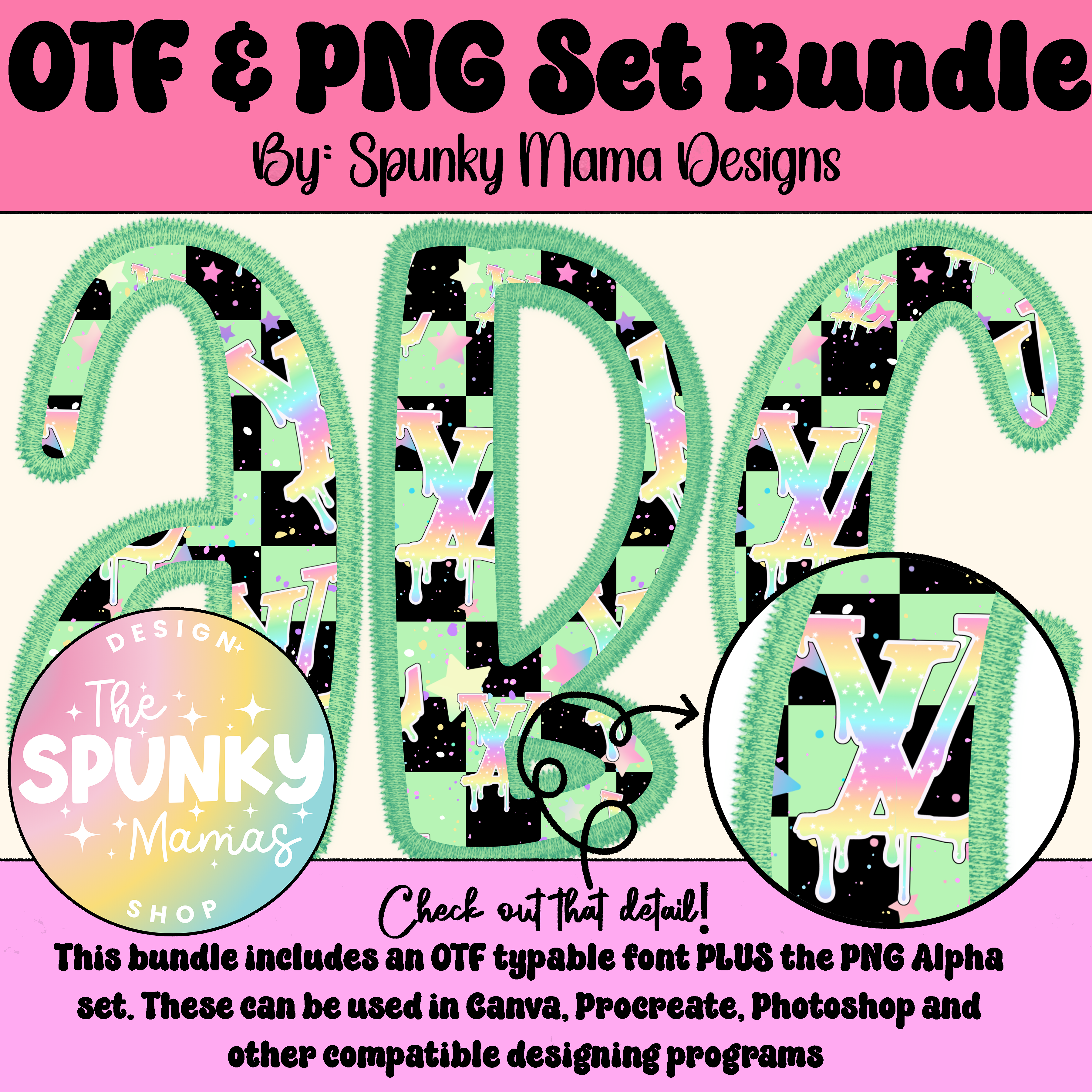 Green Black Checkered LV Alpha and OTF Font Set - Payhip