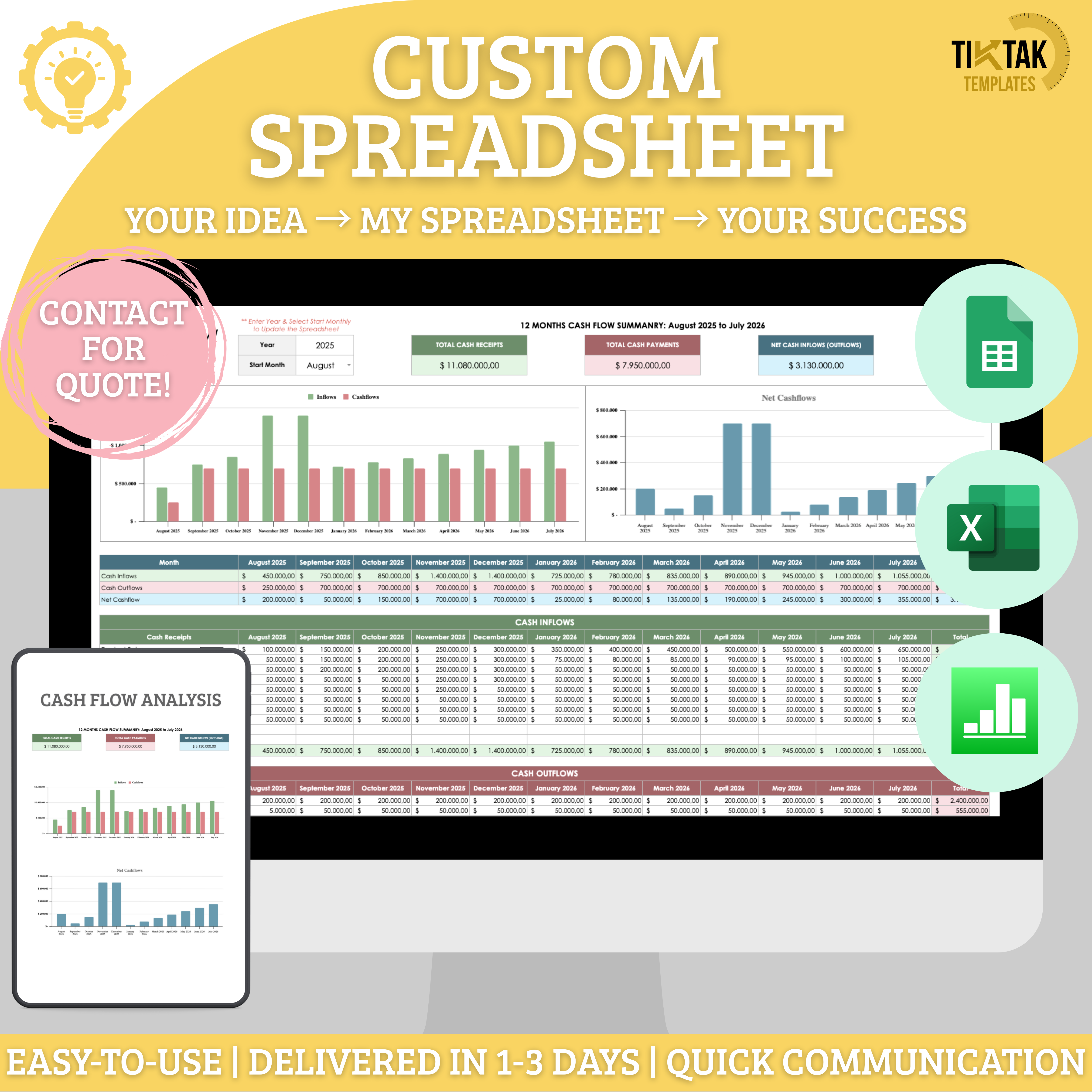 Custom Spreadsheet Design Service – Personalized Excel, Google Sheets ...