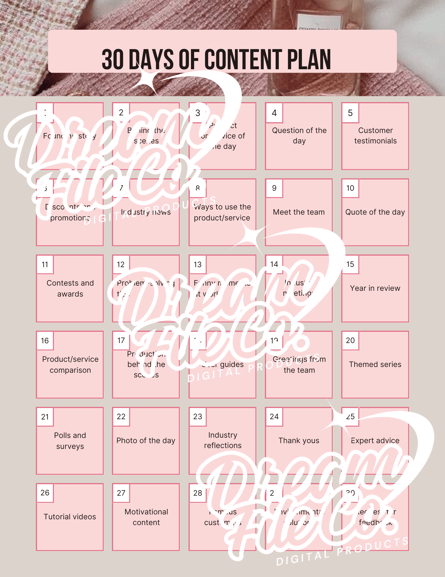 30 Day Content Plan Template - Payhip