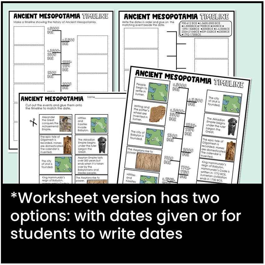 Ancient Mesopotamia Timeline Interactive Foldable Activity Worksheet