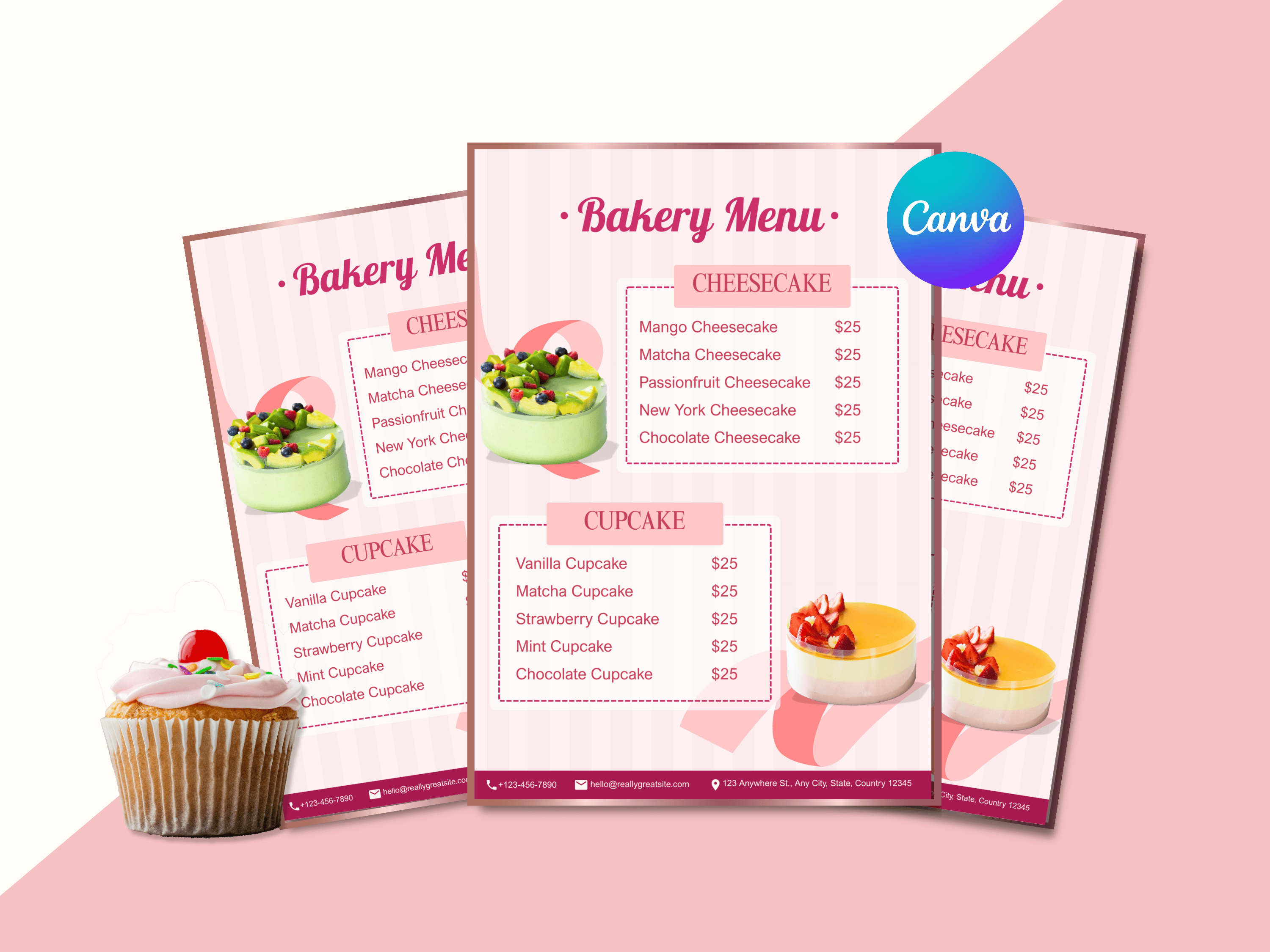 Editable Bakery Menu Editable Bakery Menu Template | Printable Pink Dessert Menu Canva ...