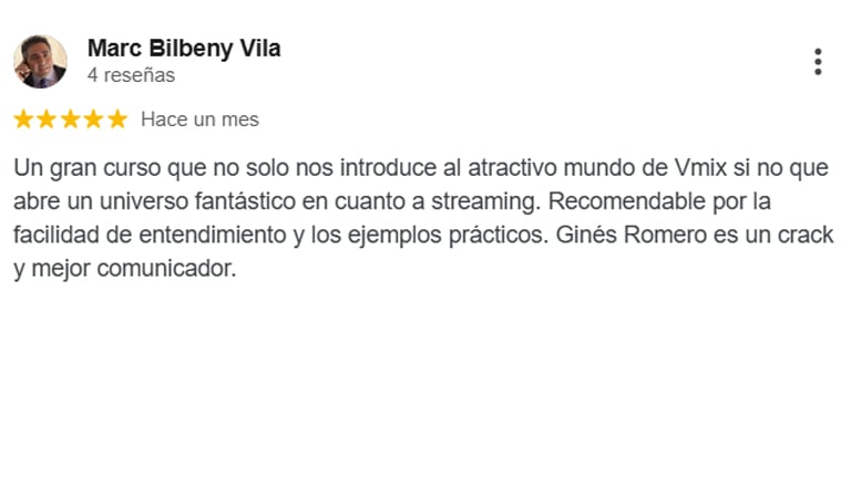 Opinión Curso vMix Ginés Romero