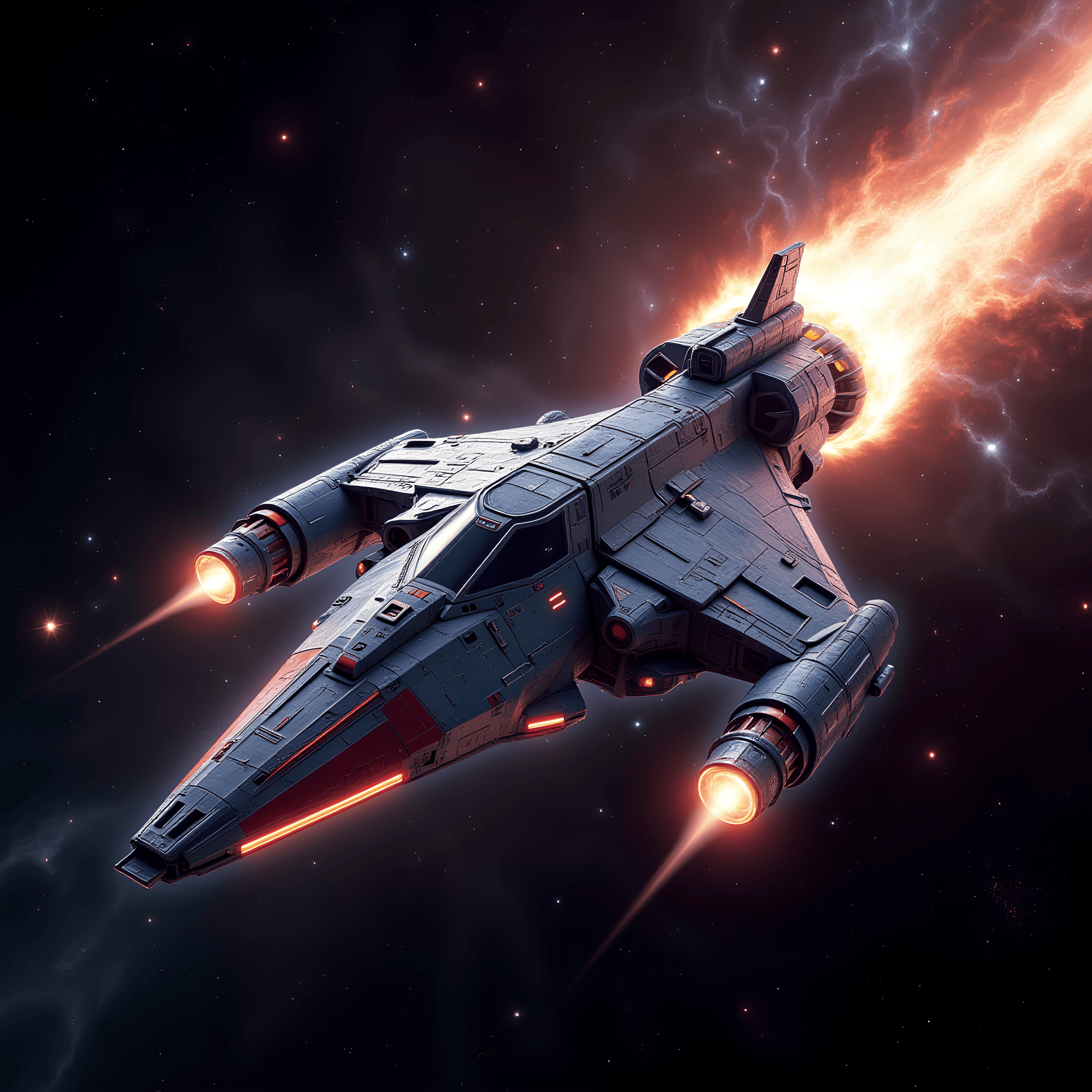 Alliance Battleship blasting itself throughout space