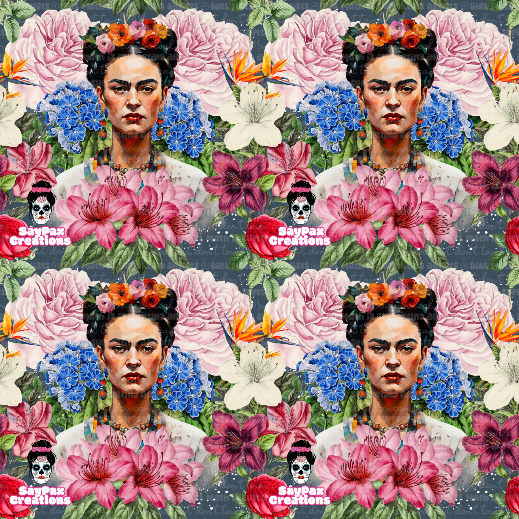 Frida on blue floral - Payhip