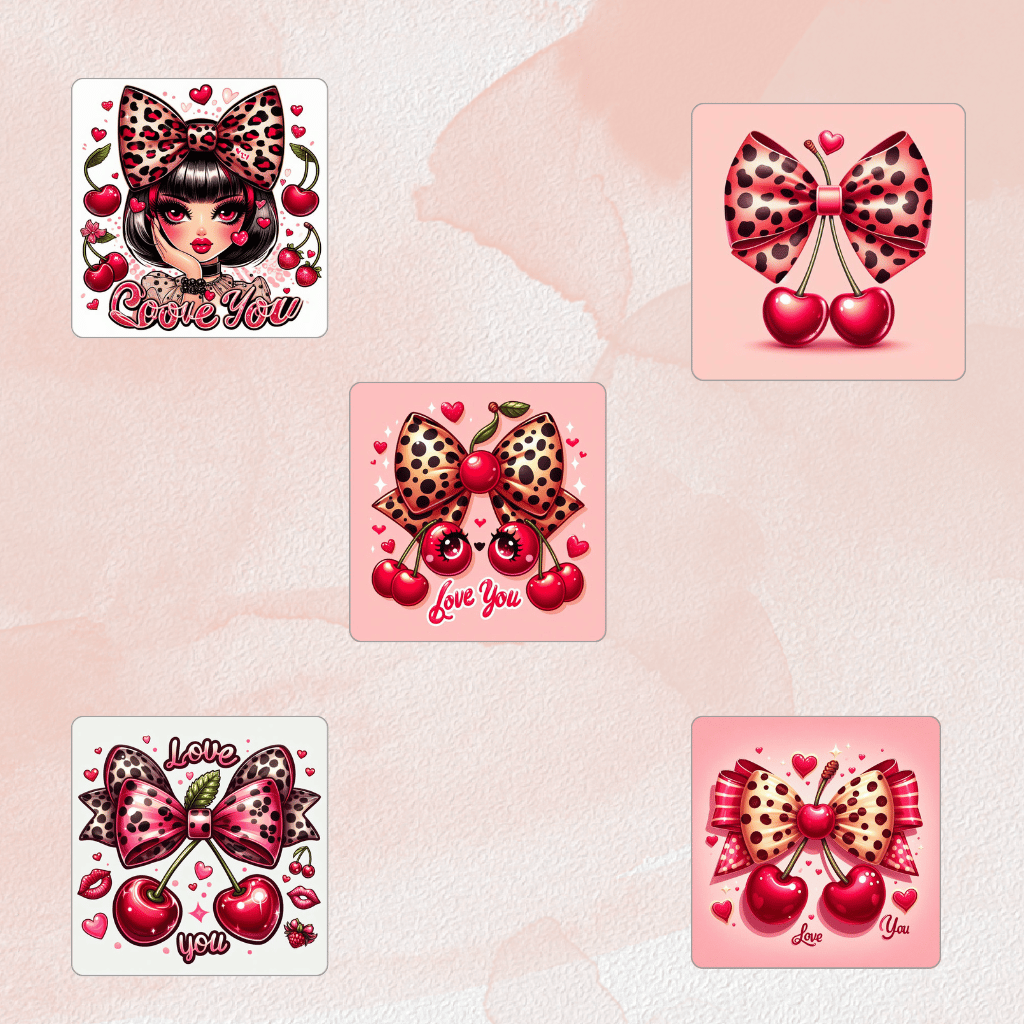 cherry bow clipart  cute girly illustrations  colorful cherry graphics  printable cherry poster  bow and cherry clipart bundle  girly wall art for nursery  cherry t-shirt design  kawaii cherry PNG  phone case design cherry  feminine clipart  pastel cherry