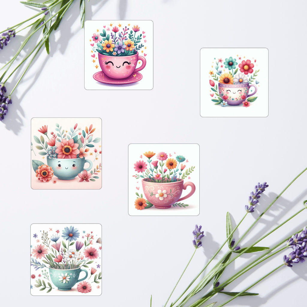 Watercolor | Nursery Poster | T-Shirt Design,Kids Room Decor ,Cute Whimsical Cup of Flower clipart,whimsical style