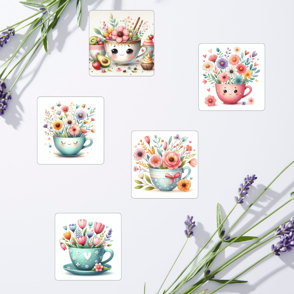 Watercolor | Nursery Poster | T-Shirt Design,Kids Room Decor ,Cute Whimsical Cup of Flower clipart,whimsical style