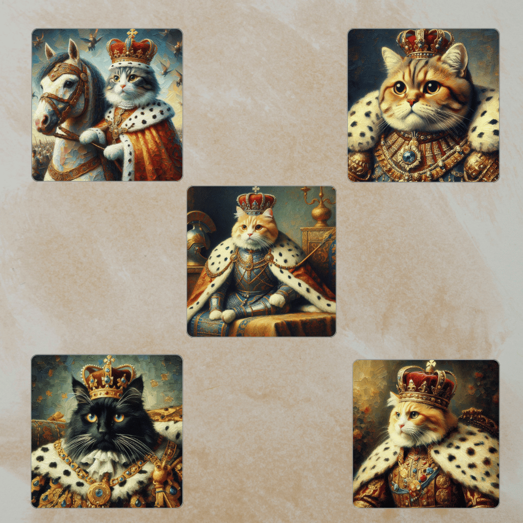 renaissance cat clipart  royal pet portrait  funny cat artwork  majestic cat printable  cat king clipart  regal animal illustration  renaissance pet art  cat with crown art  royal cat PNG  printable animal portrait  impressionist cat painting  digital pet