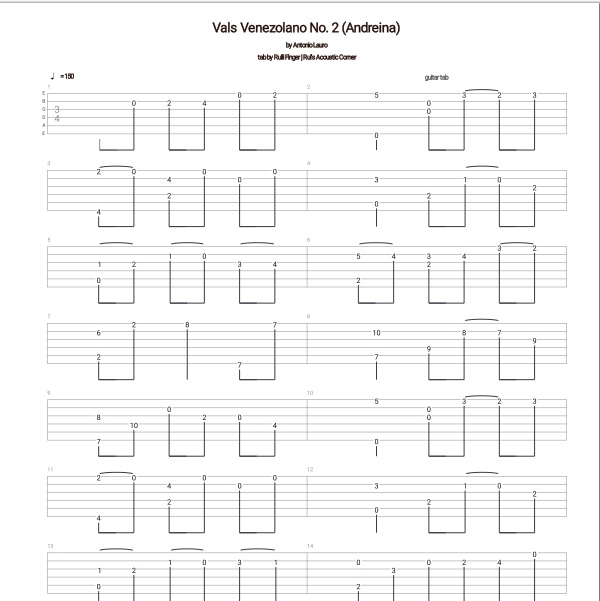 Antonio Lauro - Vals Venezolano No. 2 Andreina Tabs