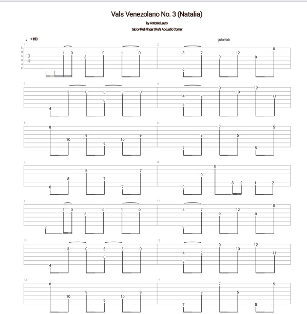 Antonio Lauro - Vals Venezolano No. 3 Natalia Tabs
