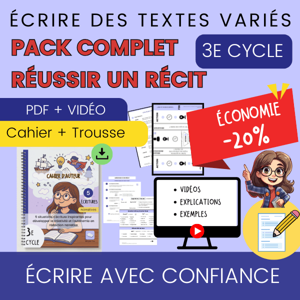 Pack Réussir un Récit – Cahier, Capsules, Trousse (3e cycle) - Payhip