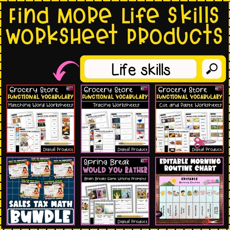 Grocery Store Scavenger Hunt Activities for CBI - Find Aisle & Fill Price