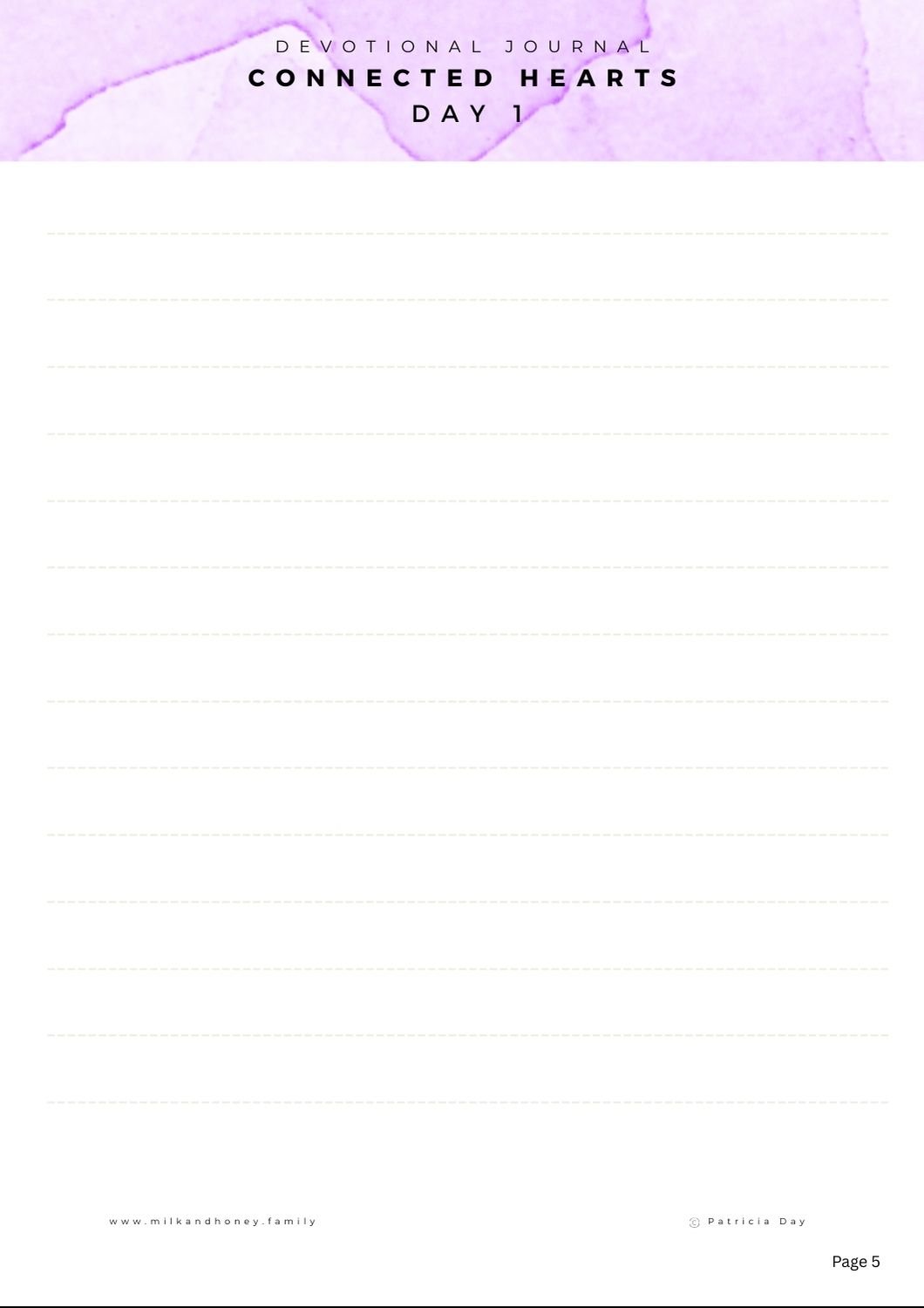 Connected Hearts Devotional Example Page