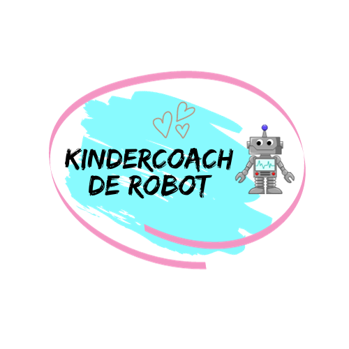 Kindercoach de robot, robot en hartjes. Je kind is een kind en geen robot.