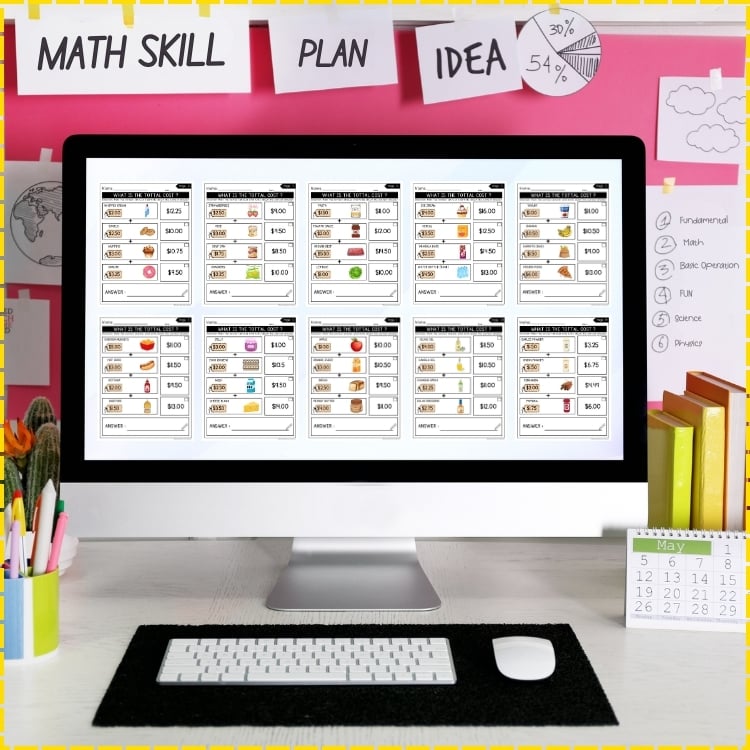 Grocery Shopping Price List Addition Worksheets | 2-5th Grade Math Task ...