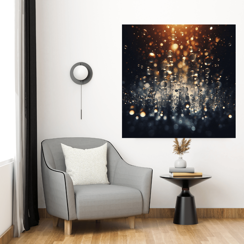 Water Droplets Black Background Water Illuminated Droplets Water Drop Photography Abstract Water Art Light and Water Drops in Darkness Modern Poster Water Minimalist Water Image Water Texture Light Reflection Drops Macro Water Photo Water Droplet Wallpape