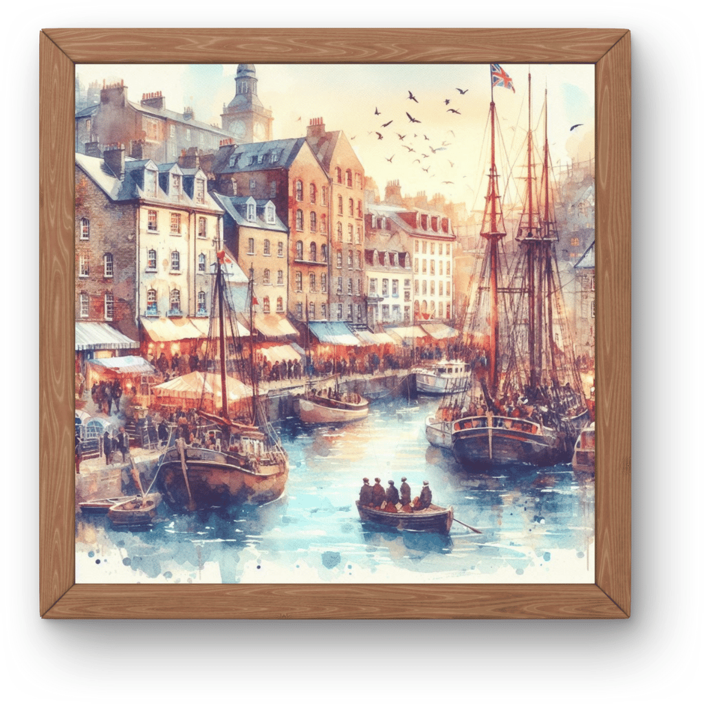 18th Century Port 19th Century Harbor Italian Port Watercolor Historic Ships Art Vintage Maritime Painting Mediterranean Seascape Old Italian Cityscape Watercolor Ships Illustration Nautical Wall Art Historical Seaport Print Classic Harbor Scene Antique M