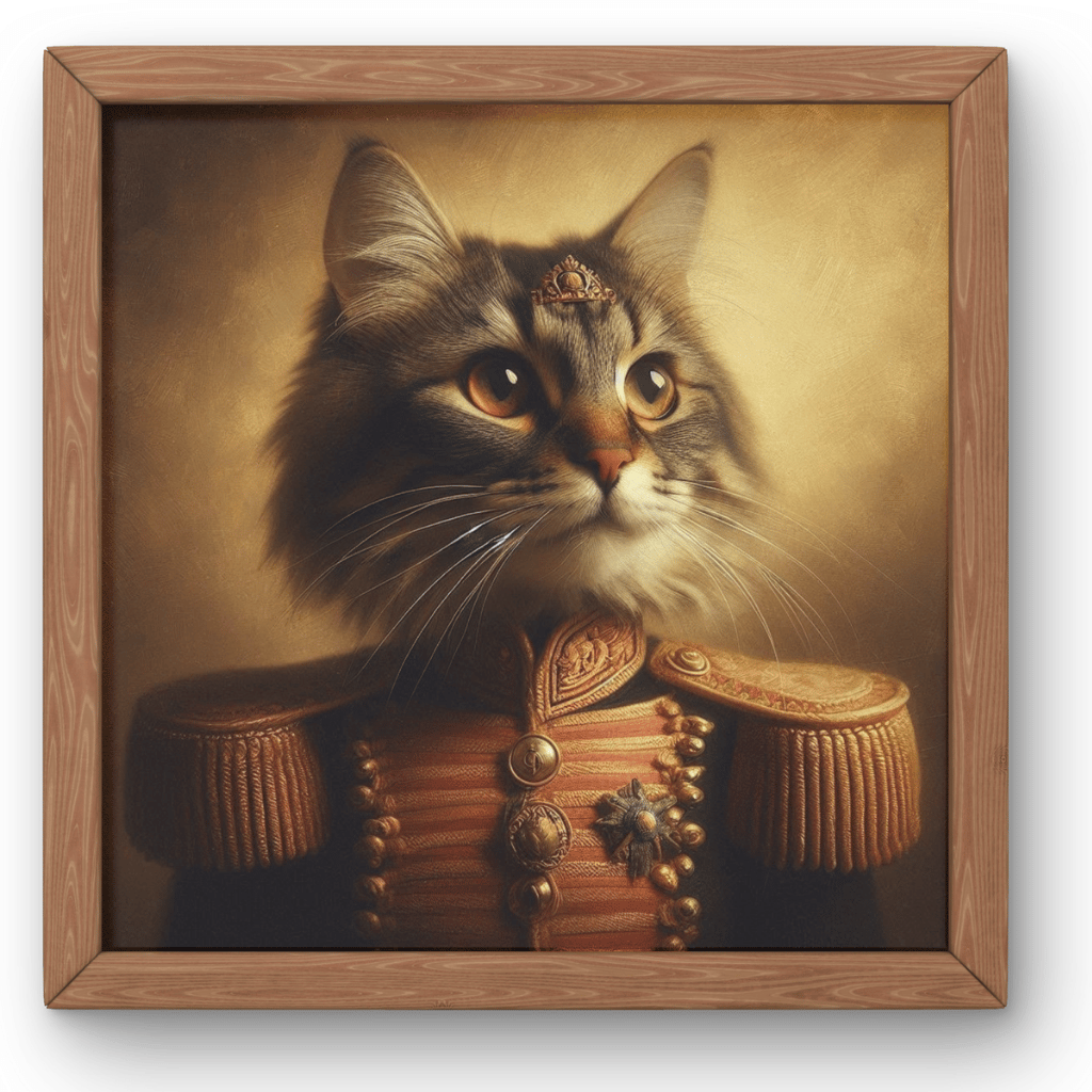 Novelty Animal Photography  Creative Cat Art  Amusing Pet Portrait  Distinctive Cat Decoration,Funny Cat in Military Uniform  Humorous Cat Portrait  Quirky Military Feline  Cat with Medals  Military-Themed Cat Photo  Playful Cat Soldier  Unique Cat Costum