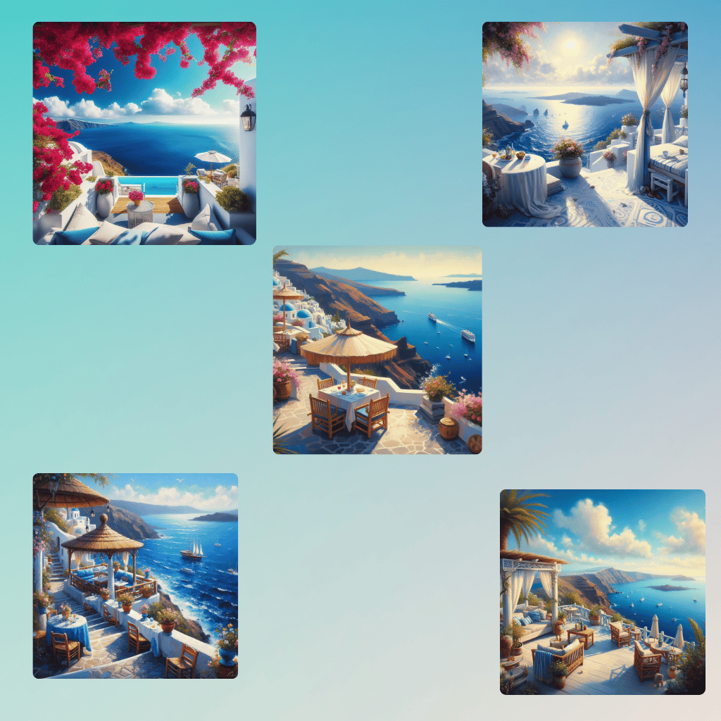 Santorini sea view painting  Blue dome houses Santorini  Mediterranean art scenery  Aegean Sea landscape painting  Santorini watercolor artwork  Greek island artistic image  Stunning coastal scenery Santorini  Whitewashed buildings Greece  Picturesque San