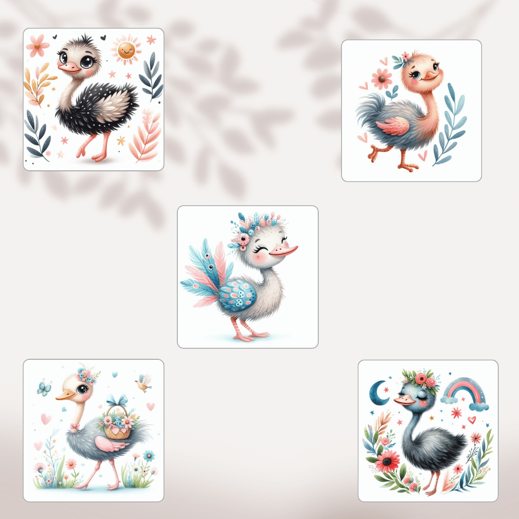 Cute baby ostrich cartoon  Funny ostrich illustration  Adorable ostrich T-shirt design  Realistic ostrich artwork  Fluffy ostrich poster  Playful bird cartoon art  Whimsical ostrich wall print  Hand-drawn ostrich drawing  Baby ostrich character design  Hu