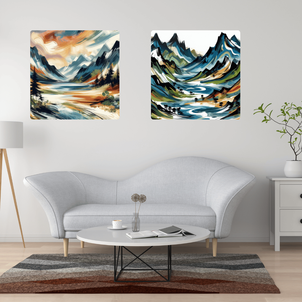 Watercolor mountain landscape  Misty mountain art print  Dreamy nature painting  Mountain scenery watercolor  Serene mountain artwork  Foggy peaks wall art  Abstract mountain watercolor  Hand-painted nature scene  Peaceful mountain view painting  Soft bru