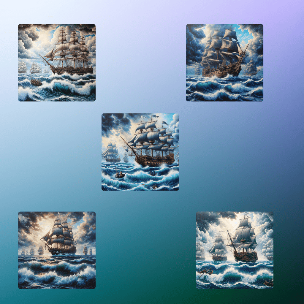Massive Sailing Ships  Stormy Sea  Maritime Adventure  Historic Sailing Ships  Dramatic Ocean Storm  Swirling Waves  Lightning Storm  Epic Sea Battle  Heroic Seafaring  Bold Nautical Imagery  Ocean Fury  Gusty Winds  High Seas Adventure  Nautical Struggle