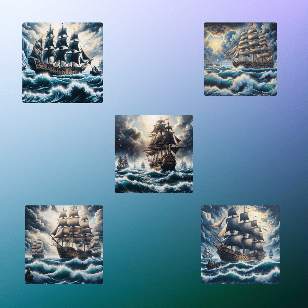 Massive Sailing Ships  Stormy Sea  Maritime Adventure  Historic Sailing Ships  Dramatic Ocean Storm  Swirling Waves  Lightning Storm  Epic Sea Battle  Heroic Seafaring  Bold Nautical Imagery  Ocean Fury  Gusty Winds  High Seas Adventure  Nautical Struggle