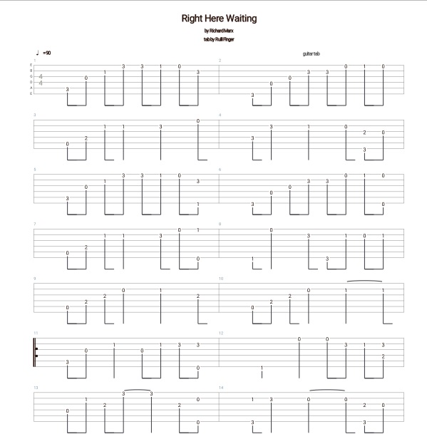 Richard Marx - Right Here Waiting Arrangement Solo Classical Guitar Tabs