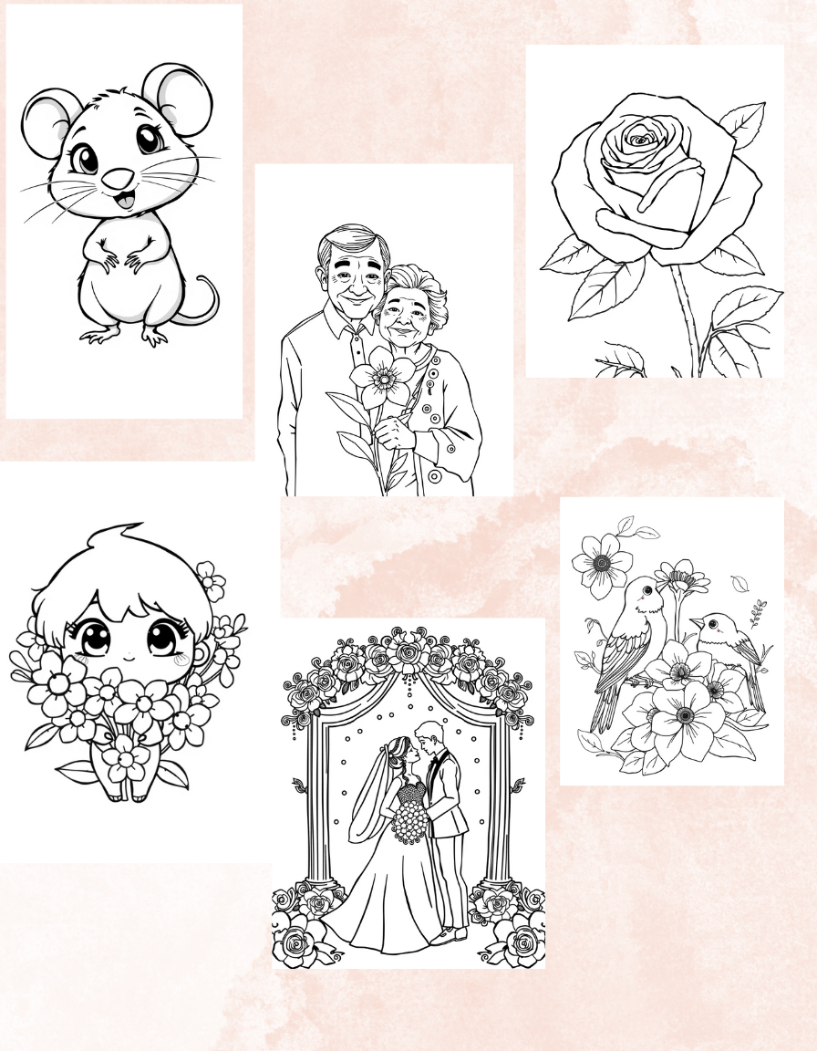 Coloring book for adults Animal coloring pages Flower coloring book Grandparents coloring book Parents coloring pages Heartwarming coloring templates Relaxing coloring book Stress relief coloring Printable coloring pages Digital coloring book Adult colori