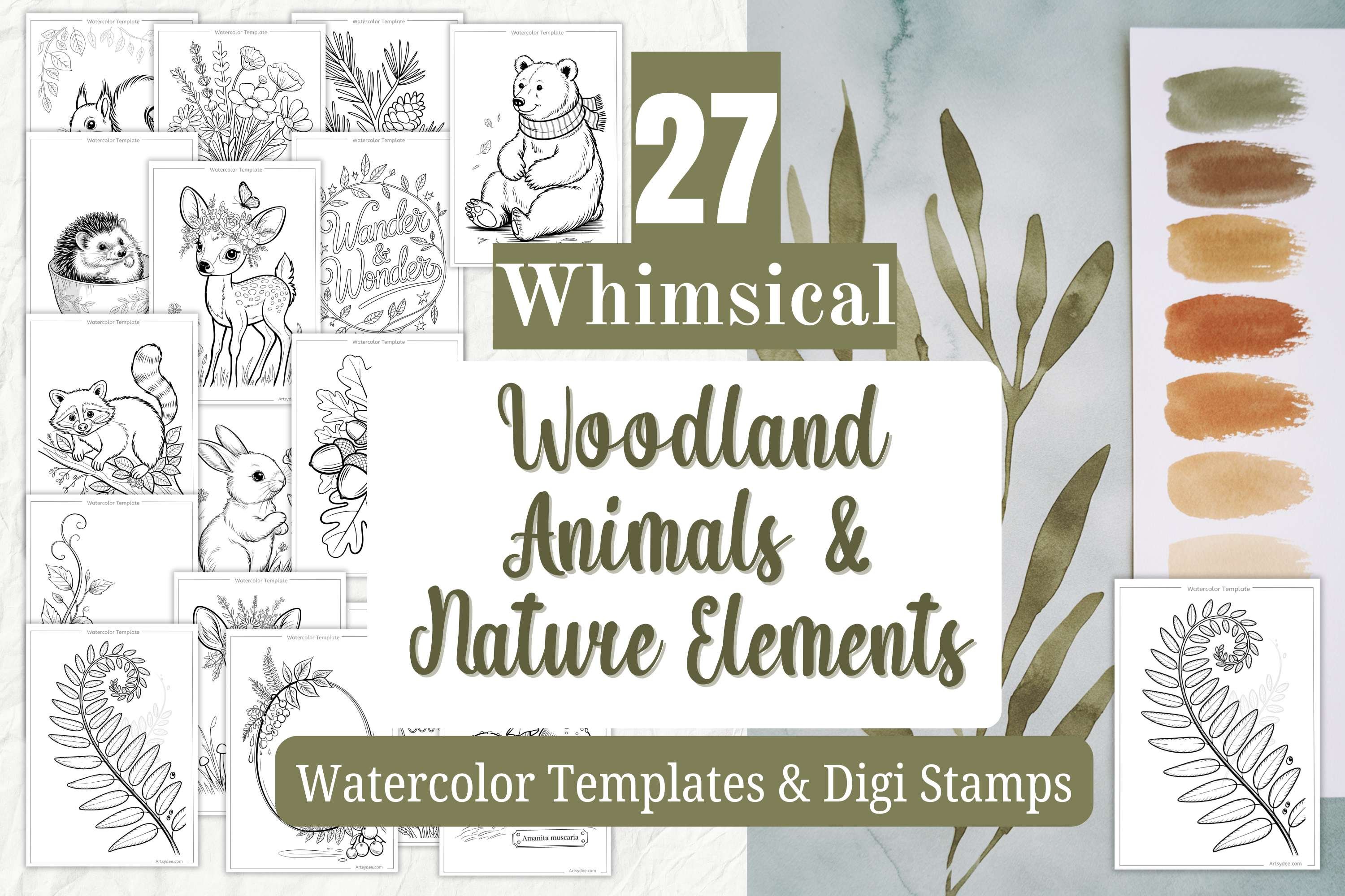 Whimsical Woodland Watercolour Templates