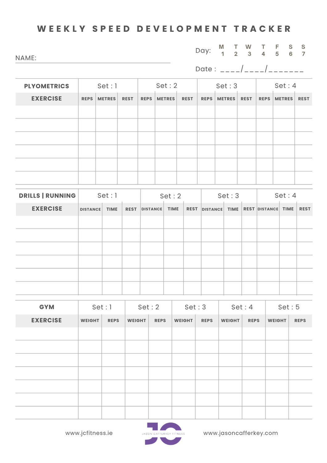 Send Development Tracker FREE Weekly Speed Development Tracker