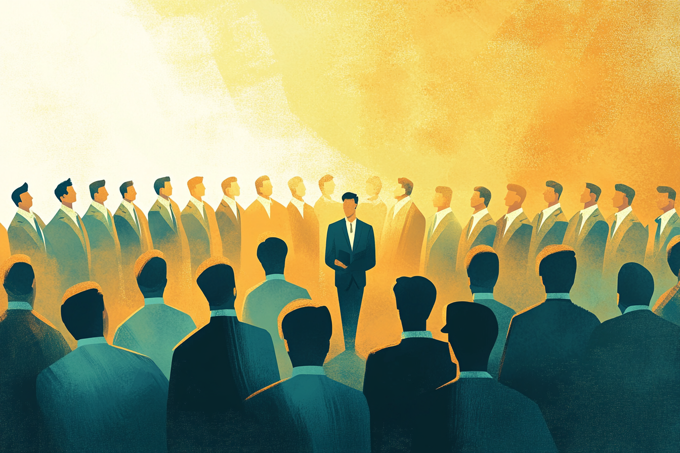 Leader Man Back Leadership Spotlight in a Crowd