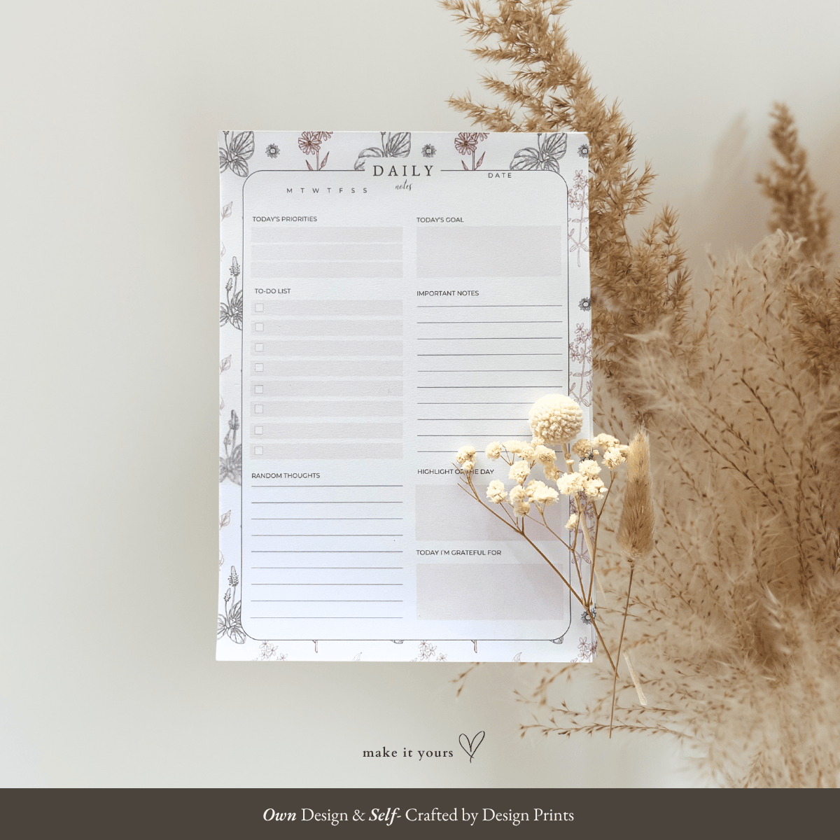 Stay organized with this notepad. A5 printable PDF with a clean, neutral aesthetic for students, creatives, and business owners.